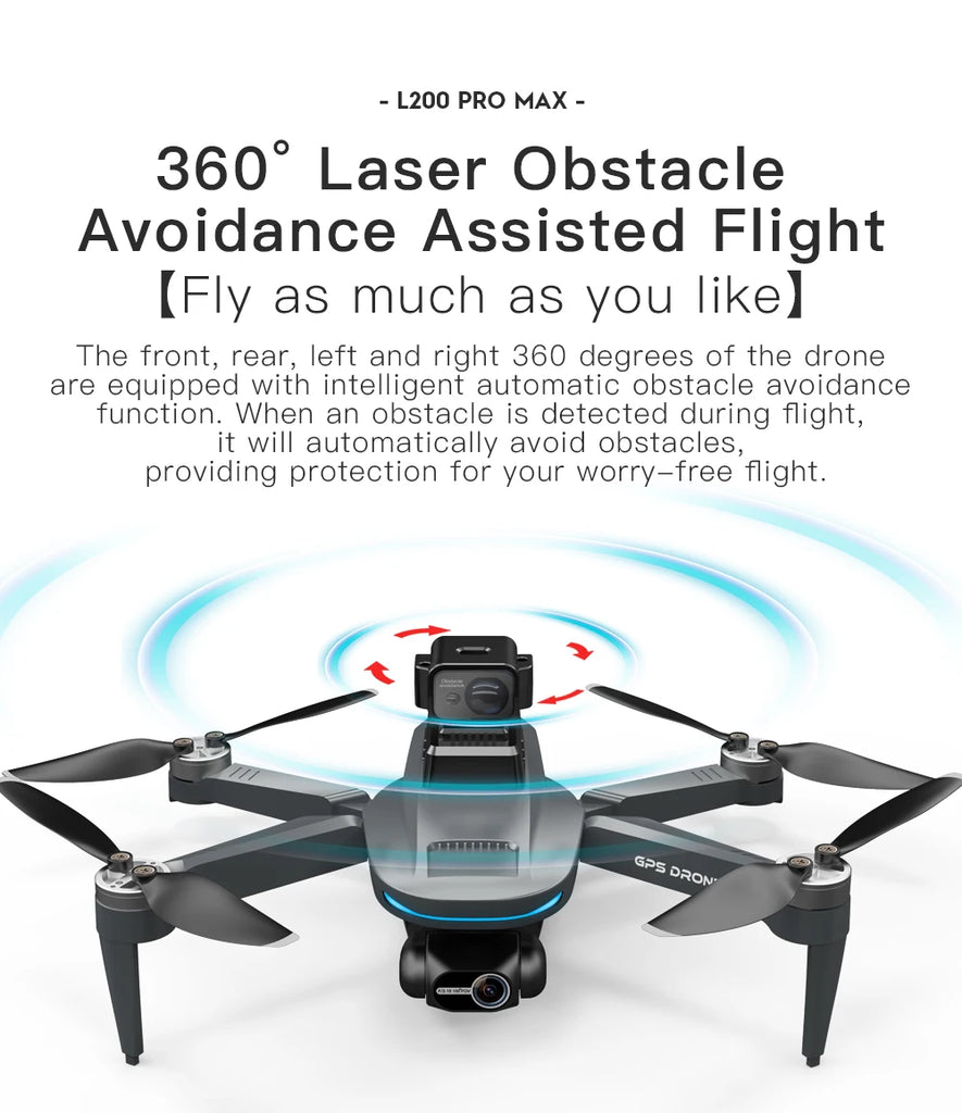 New L200 PRO MAX 4K Professional Drone GPS EIS Dual Camera Obstacle Avoidance Flight 2-axis PTZ Brushless Helicopter GPS RC toys