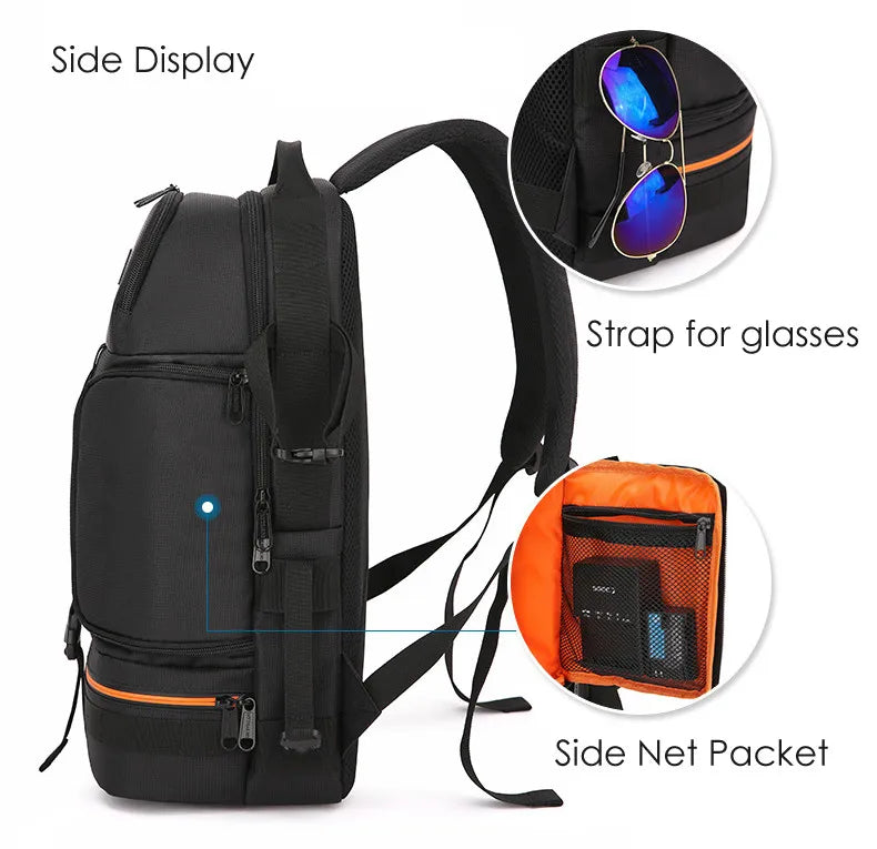 JINNUOLANG Professional Digital SLR Camera Backpack Large Photography Bag Tripod Holder Waterproof Rain Cover Outdoor Hiking