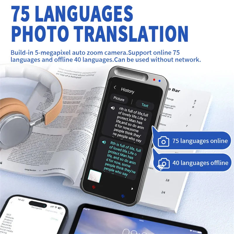 138 Languages Z6 Portable Smart Voice Translator Real-time Multi-Language Speech Interactive Offline Translator Business Travel