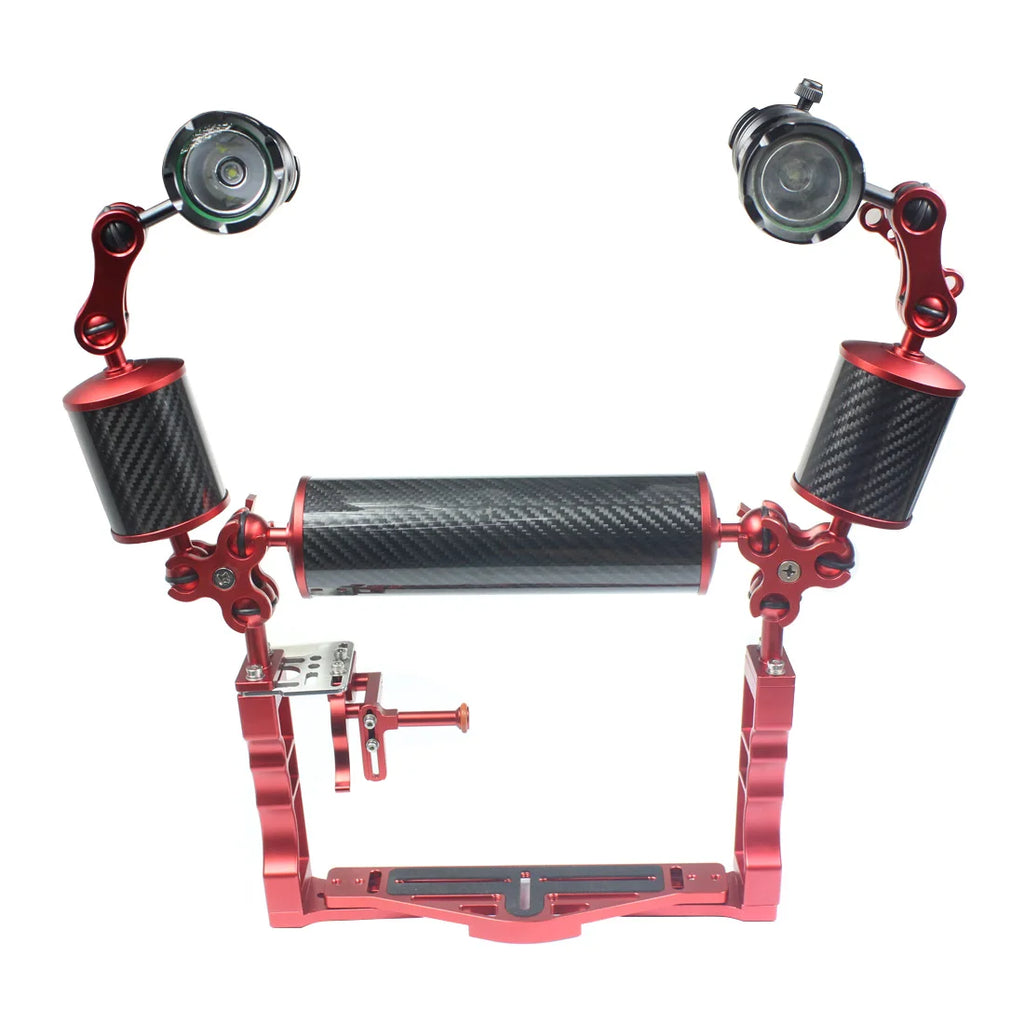 Diving Dual Handle Tray Stabilizer Bracket Rig Bracket Kit w Buoyancy Float Arm Underwater Fill Lights for GoPro 10 DSLR Cameras