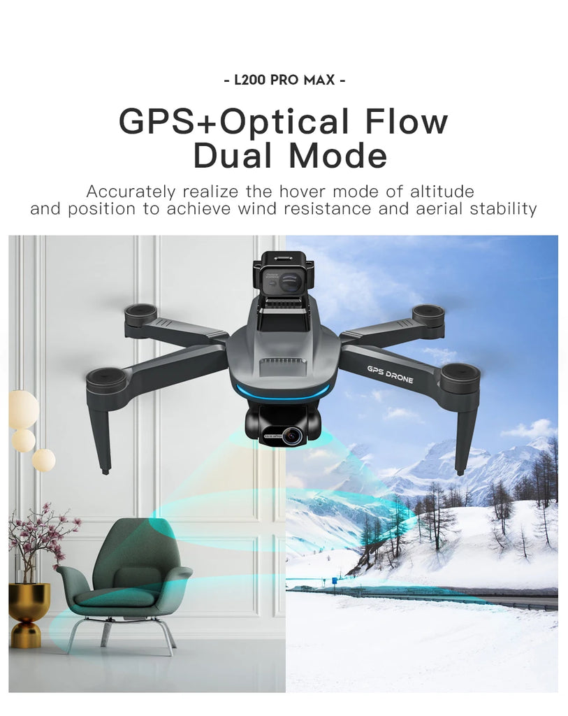 New L200 PRO MAX 4K Professional Drone GPS EIS Dual Camera Obstacle Avoidance Flight 2-axis PTZ Brushless Helicopter GPS RC toys