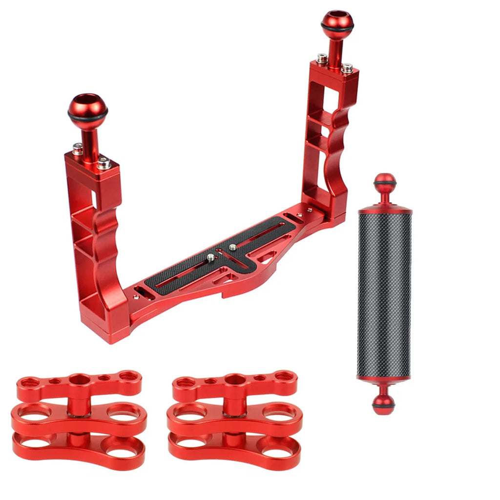 Diving Dual Handle Tray Stabilizer Bracket Rig Bracket Kit w Buoyancy Float Arm Underwater Fill Lights for GoPro 10 DSLR Cameras