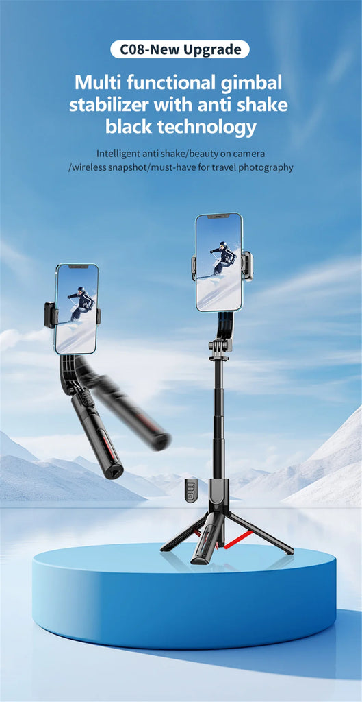 FANGTUOSI New Mobile Video stabilizer Bluetooth selfie stick tripod Wireless cellphone Gimbal Stabilizer For Smartphone Live