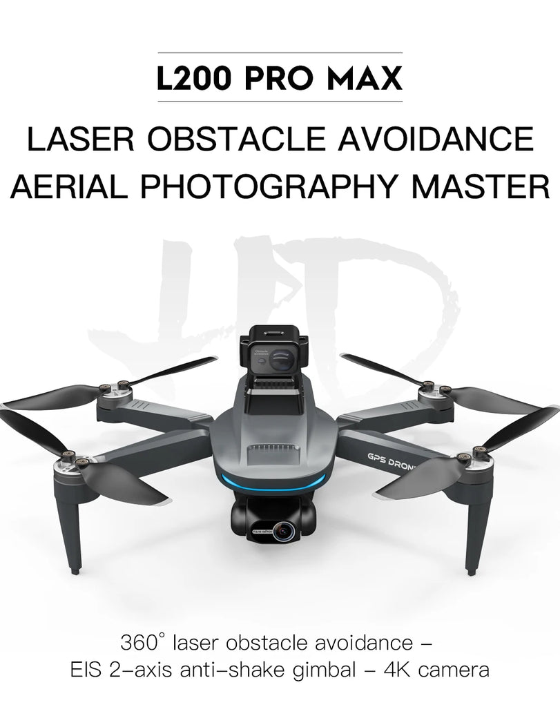 New L200 PRO MAX 4K Professional Drone GPS EIS Dual Camera Obstacle Avoidance Flight 2-axis PTZ Brushless Helicopter GPS RC toys