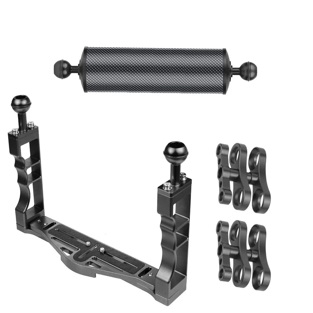 Diving Dual Handle Tray Stabilizer Bracket Rig Bracket Kit w Buoyancy Float Arm Underwater Fill Lights for GoPro 10 DSLR Cameras