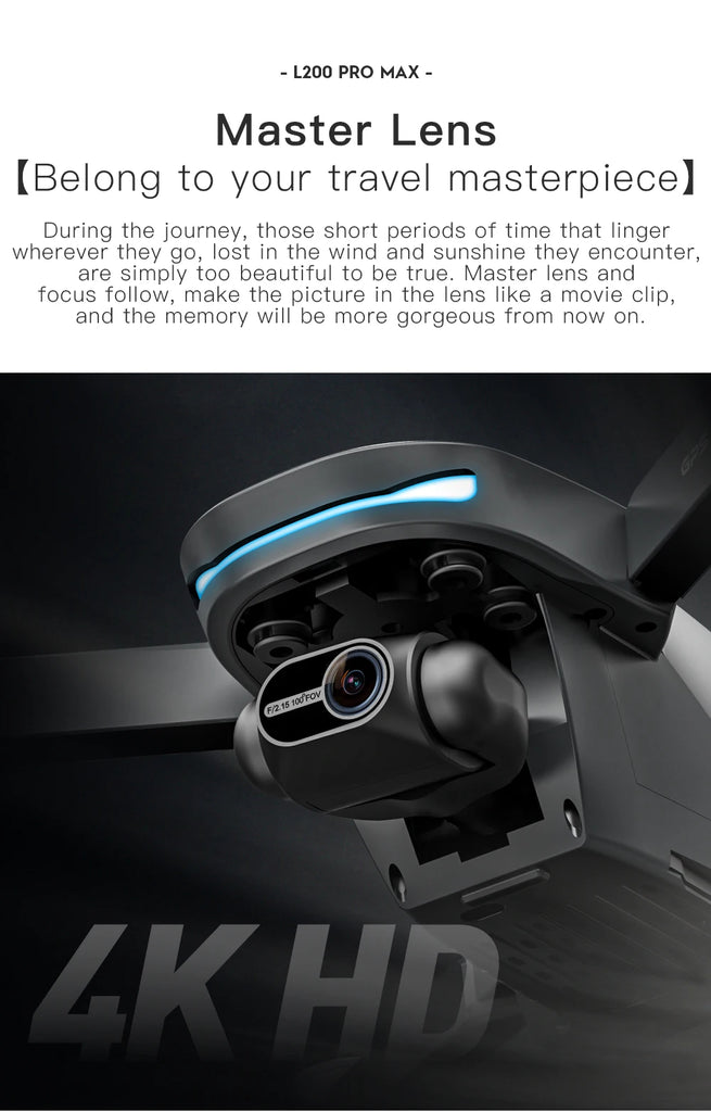 New L200 PRO MAX 4K Professional Drone GPS EIS Dual Camera Obstacle Avoidance Flight 2-axis PTZ Brushless Helicopter GPS RC toys