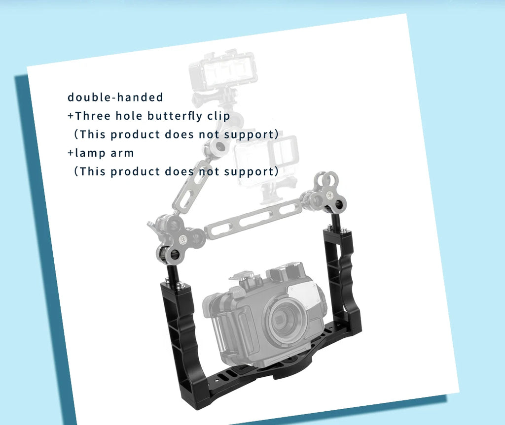 Diving Dual Handle Tray Stabilizer Bracket Rig Bracket Kit w Buoyancy Float Arm Underwater Fill Lights for GoPro 10 DSLR Cameras