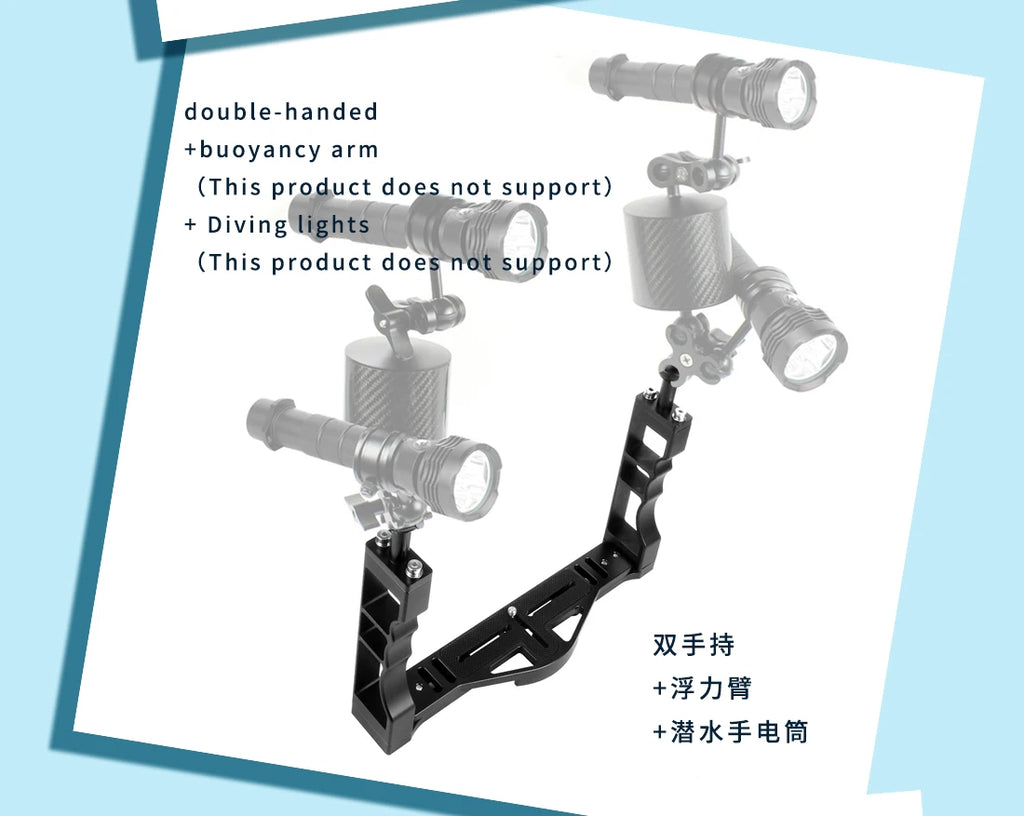 Diving Dual Handle Tray Stabilizer Bracket Rig Bracket Kit w Buoyancy Float Arm Underwater Fill Lights for GoPro 10 DSLR Cameras