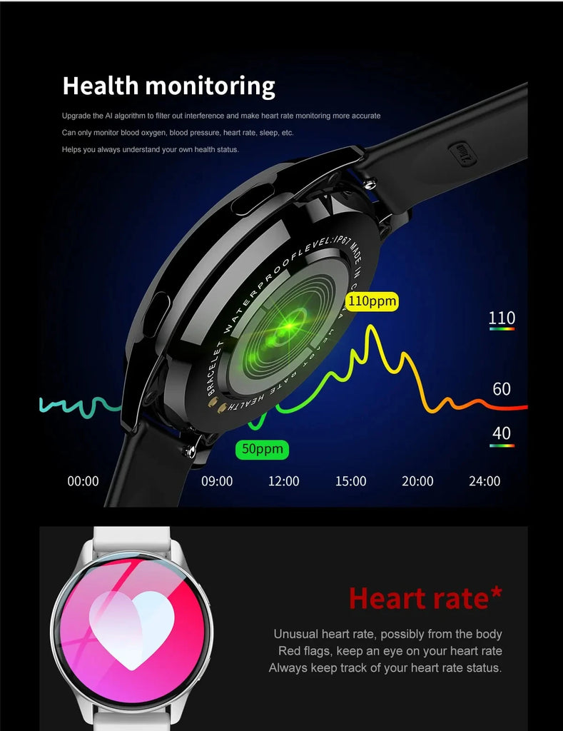 LIGE New Smart Watch 2025 Wireless Charging Smartwatch Bluetooth Calls Watches Men Women Fitness Bracelet Custom Watch Face +Box