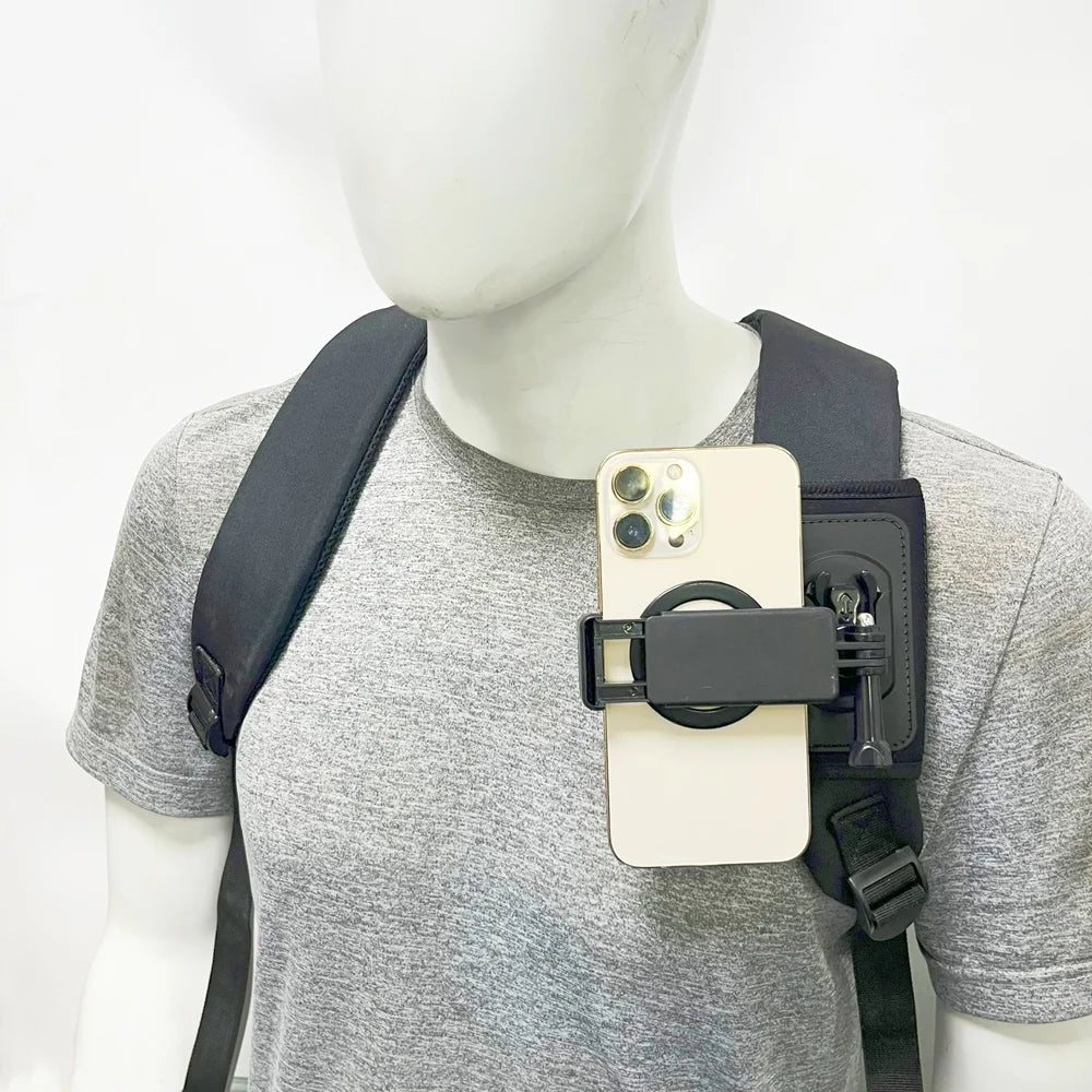 Camera Adjustable Holder with Backpack Shoulder Strap Belt Mount 360° Rotation Universal for DJI Osmo Action Insta360 GoPro Hero
