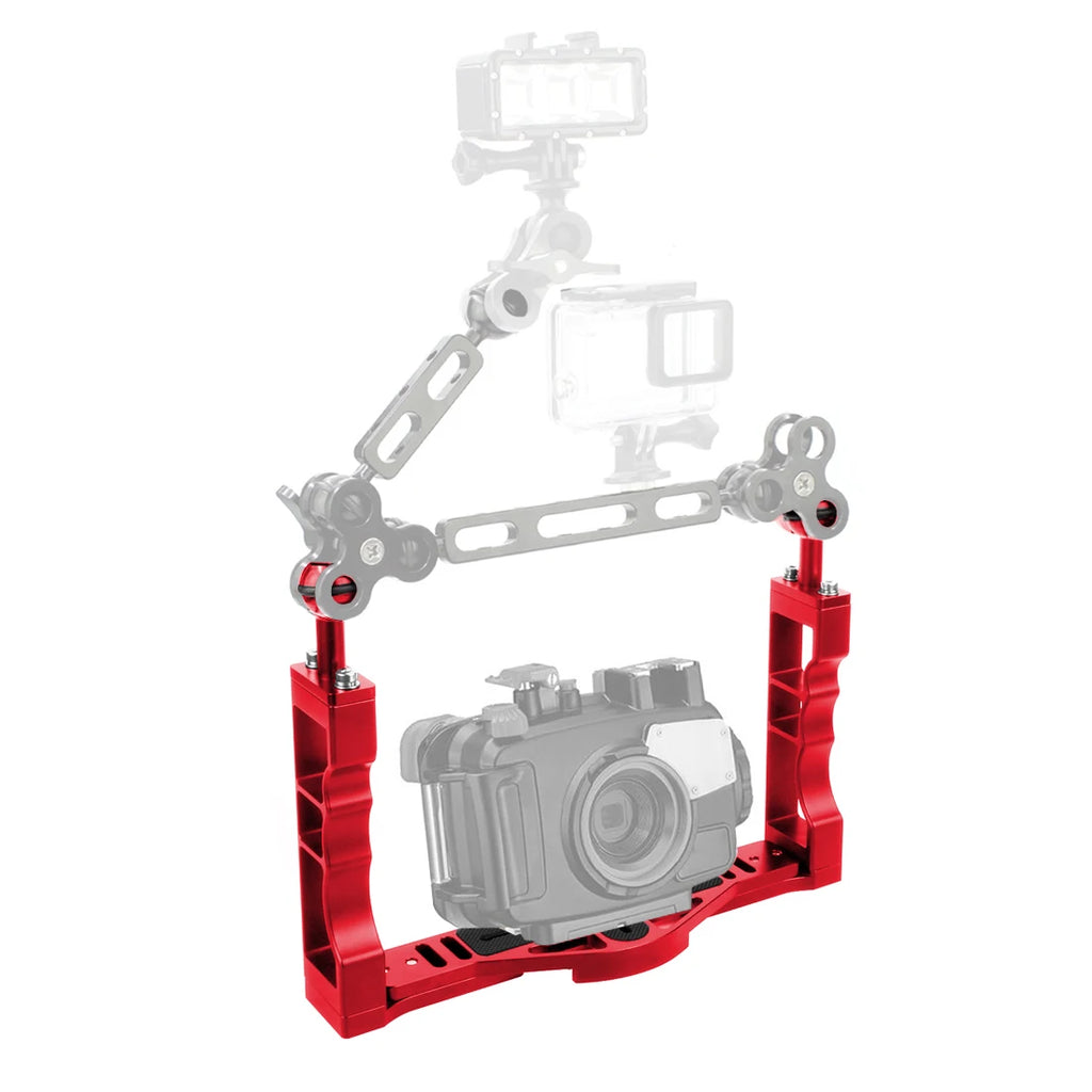 Diving Dual Handle Tray Stabilizer Bracket Rig Bracket Kit w Buoyancy Float Arm Underwater Fill Lights for GoPro 10 DSLR Cameras