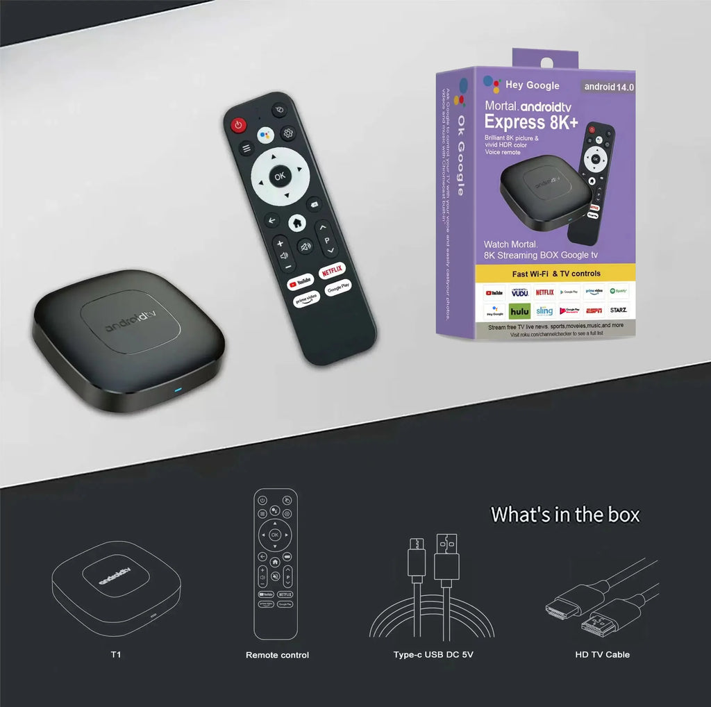 Android13 Smart Home Theater TV Box AllwinnerH313 Google Assistant Netflix Streaming Bluetooth Media Player 2G16G 2.4G5G Wifi T1