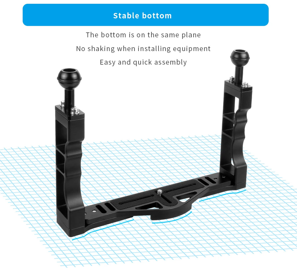 Diving Dual Handle Tray Stabilizer Bracket Rig Bracket Kit w Buoyancy Float Arm Underwater Fill Lights for GoPro 10 DSLR Cameras