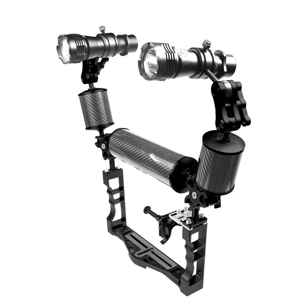 Diving Dual Handle Tray Stabilizer Bracket Rig Bracket Kit w Buoyancy Float Arm Underwater Fill Lights for GoPro 10 DSLR Cameras