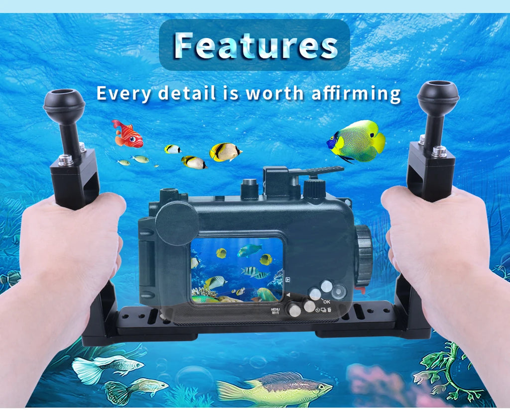 Diving Dual Handle Tray Stabilizer Bracket Rig Bracket Kit w Buoyancy Float Arm Underwater Fill Lights for GoPro 10 DSLR Cameras