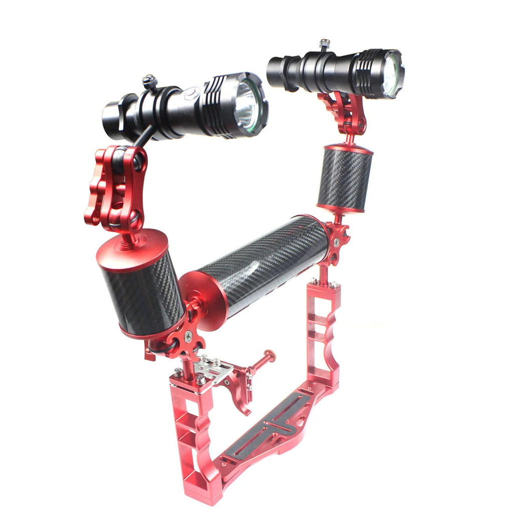 Diving Dual Handle Tray Stabilizer Bracket Rig Bracket Kit w Buoyancy Float Arm Underwater Fill Lights for GoPro 10 DSLR Cameras