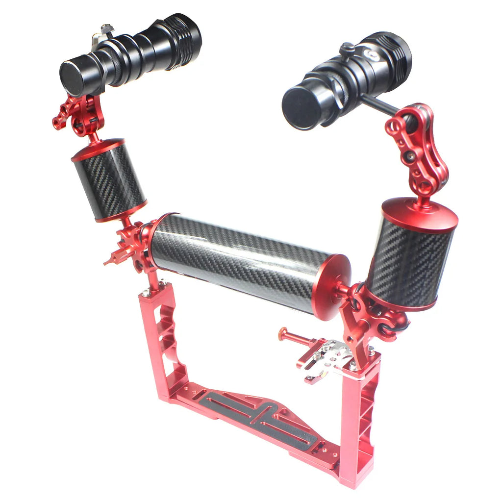 Diving Dual Handle Tray Stabilizer Bracket Rig Bracket Kit w Buoyancy Float Arm Underwater Fill Lights for GoPro 10 DSLR Cameras