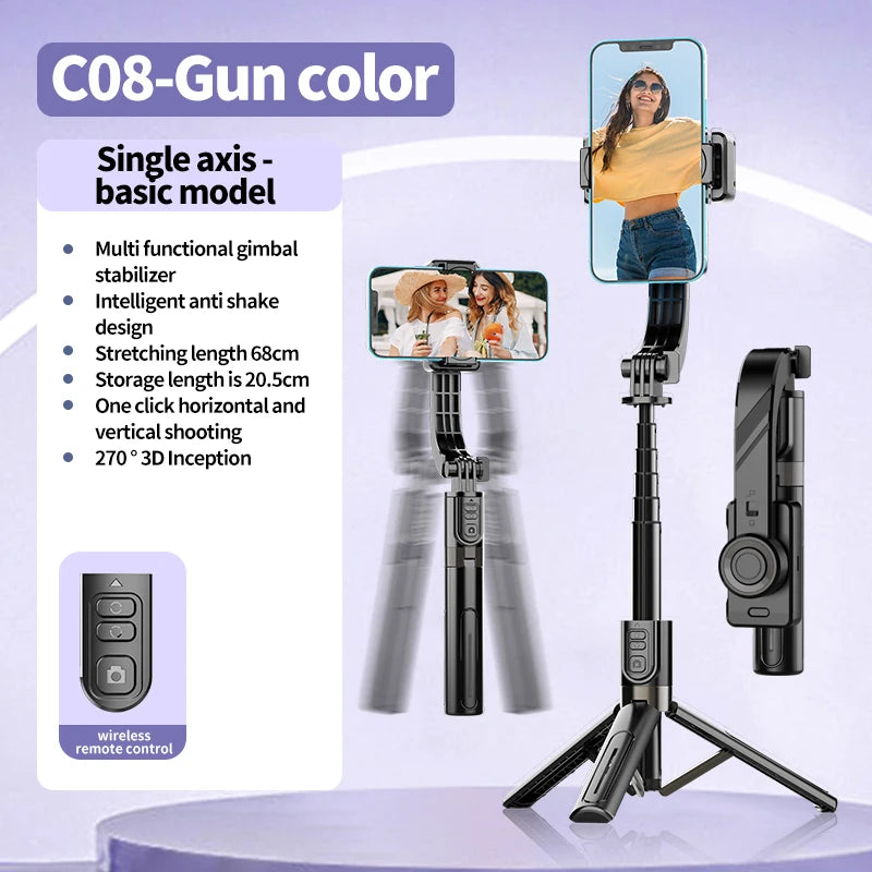 FANGTUOSI New Mobile Video stabilizer Bluetooth selfie stick tripod Wireless cellphone Gimbal Stabilizer For Smartphone Live