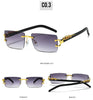 Fashion Rimless Sunglasses Women Men Cheetah Decoration Rectangular Brand Designer Sun Glasses