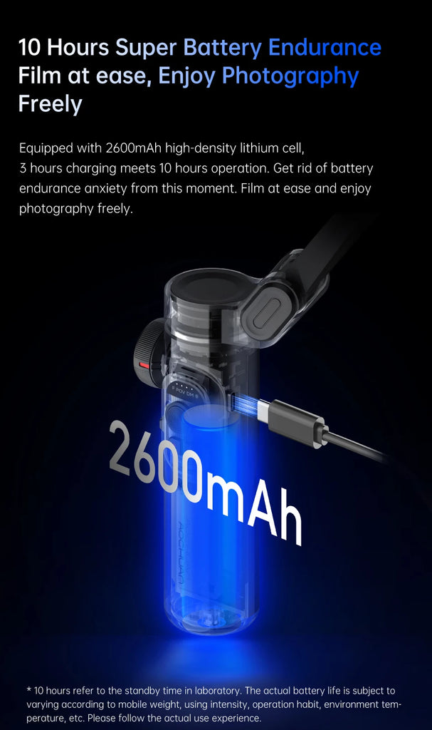 AOCHUAN 3-Axis Handheld Gimbal Stabilizer for Smartphone with Fill Light for iPhone Android Face Tracking Vlog Smart XE