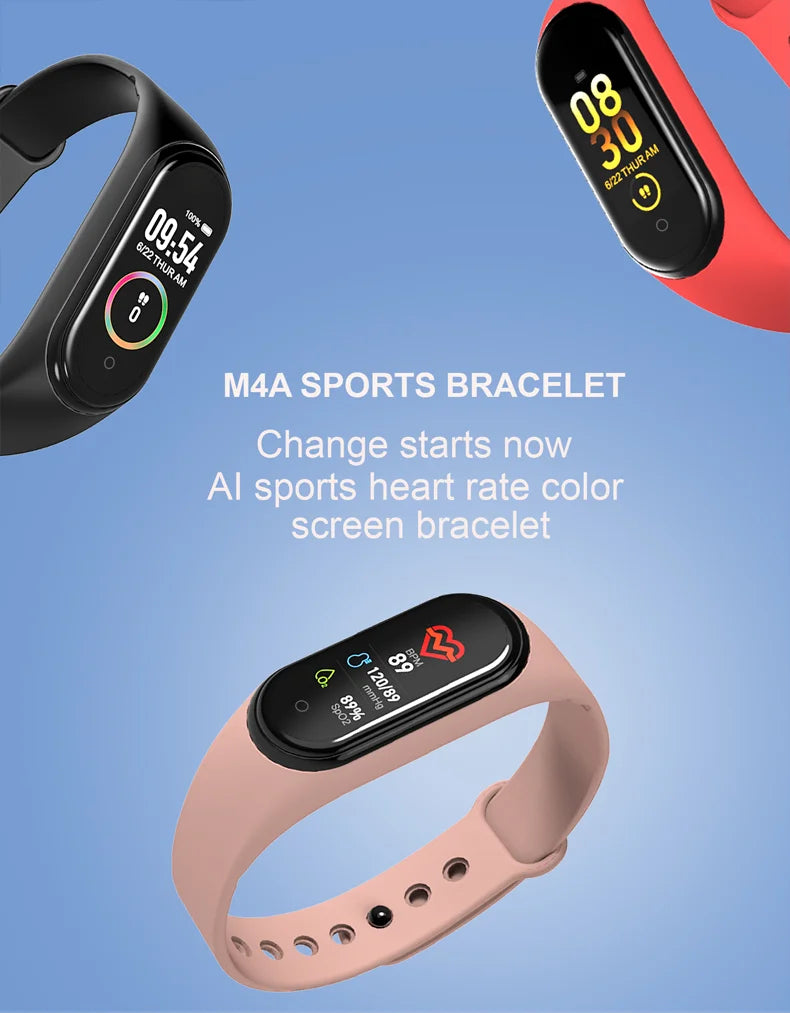 M4 Smart Digital Watch Bracelet IP65 Waterproof with Heart Rate Monitoring Running Calorie Counter Health Sport Tracker
