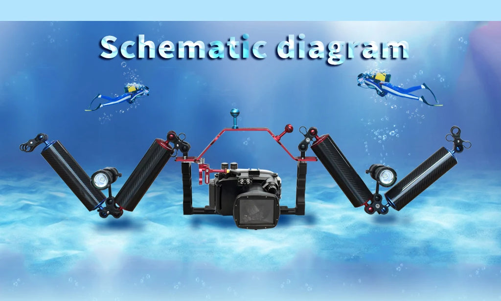 Diving Dual Handle Tray Stabilizer Bracket Rig Bracket Kit w Buoyancy Float Arm Underwater Fill Lights for GoPro 10 DSLR Cameras
