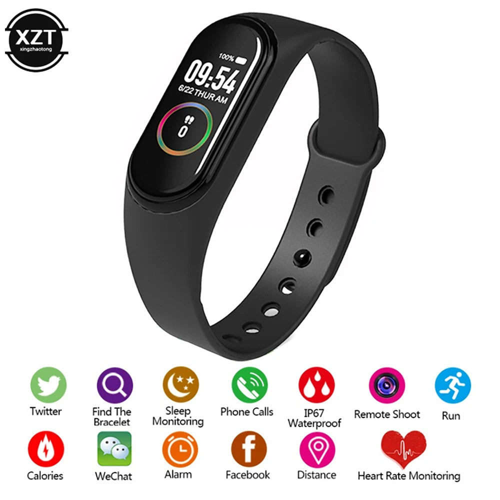 M4 Smart Digital Watch Bracelet IP65 Waterproof with Heart Rate Monitoring Running Calorie Counter Health Sport Tracker