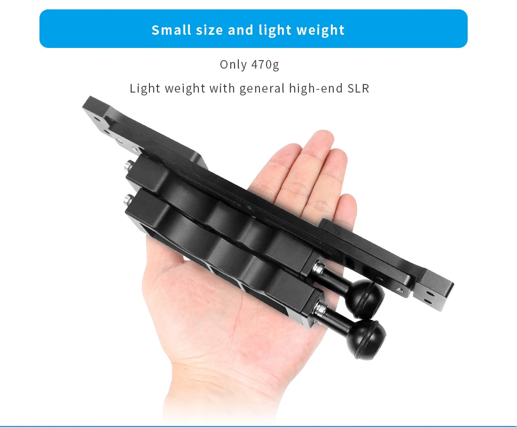 Diving Dual Handle Tray Stabilizer Bracket Rig Bracket Kit w Buoyancy Float Arm Underwater Fill Lights for GoPro 10 DSLR Cameras