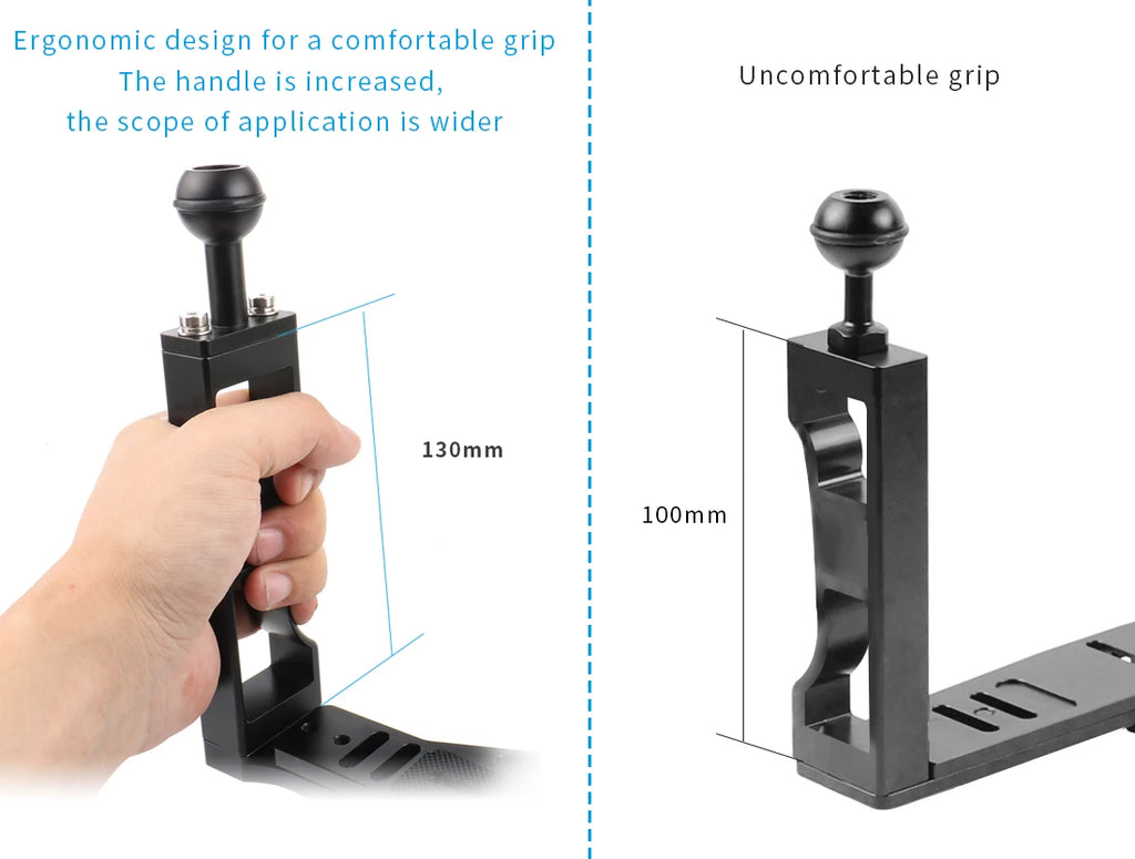Diving Dual Handle Tray Stabilizer Bracket Rig Bracket Kit w Buoyancy Float Arm Underwater Fill Lights for GoPro 10 DSLR Cameras