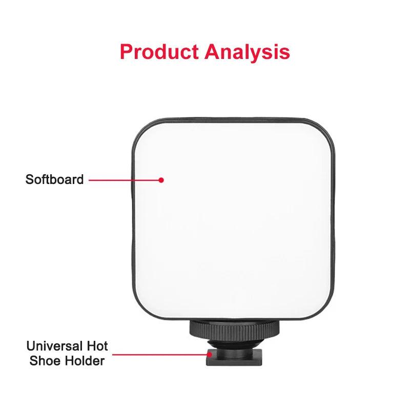 6500K Led Video Light Camera Fill Lights Rechargeable Fill Lamp Portable Photography Lighting for Dji Sony Dslr Canon Cameras