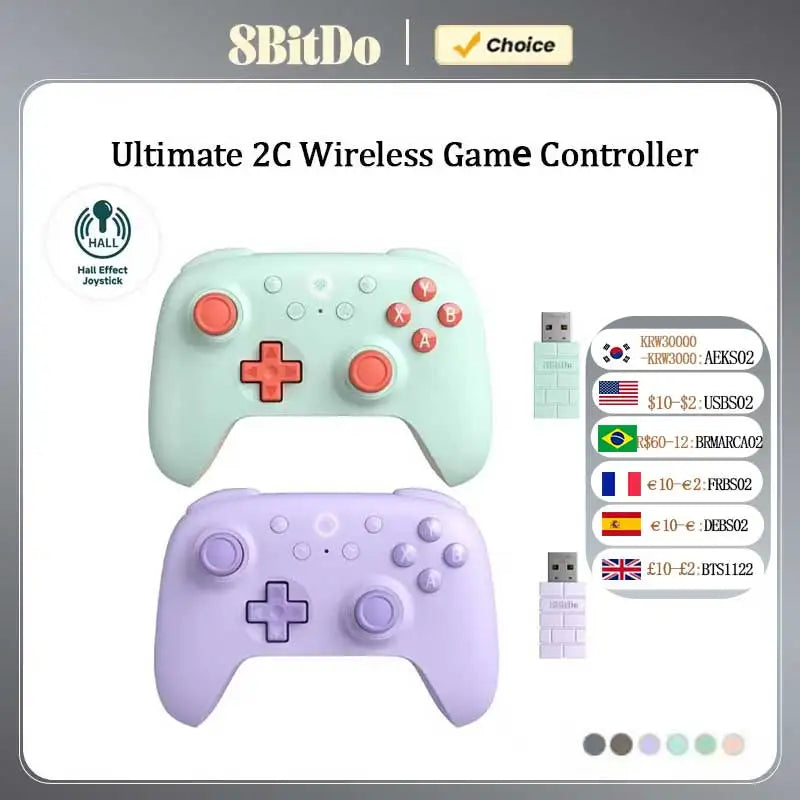 8BitDo Ultimate 2C Wireless Gaming Controller，Gamepad with Hall Effect for PC, Windows 10, 11, Steam Deck, Raspberry Pi, Android