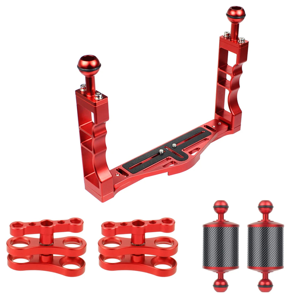 Diving Dual Handle Tray Stabilizer Bracket Rig Bracket Kit w Buoyancy Float Arm Underwater Fill Lights for GoPro 10 DSLR Cameras