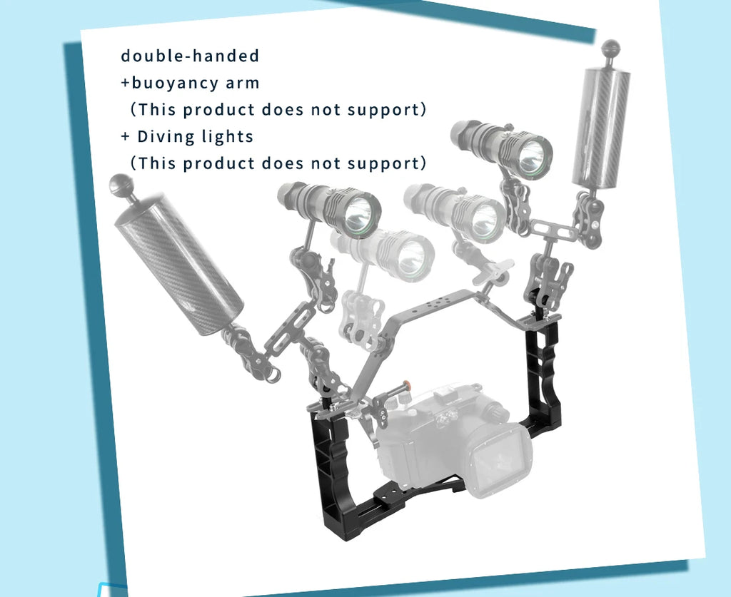 Diving Dual Handle Tray Stabilizer Bracket Rig Bracket Kit w Buoyancy Float Arm Underwater Fill Lights for GoPro 10 DSLR Cameras