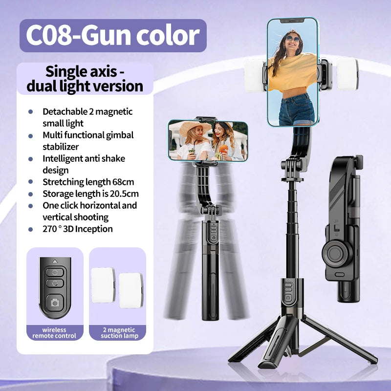 FANGTUOSI New Mobile Video stabilizer Bluetooth selfie stick tripod Wireless cellphone Gimbal Stabilizer For Smartphone Live