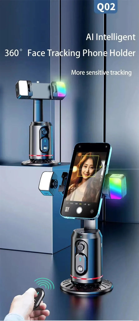 FANGTUOSI New Selfie Stick 360 Rotation Follow-up Gimbal Stabilizer Monopod Desktop Tracking Gimbal With Remote for Tiktok Live