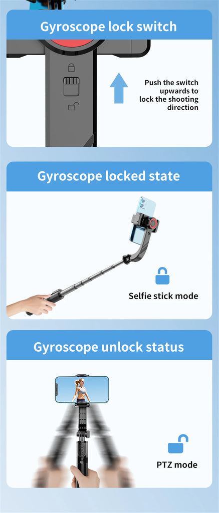 FANGTUOSI New Mobile Video stabilizer Bluetooth selfie stick tripod Wireless cellphone Gimbal Stabilizer For Smartphone Live