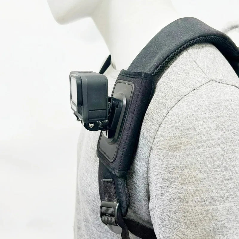 Camera Adjustable Holder with Backpack Shoulder Strap Belt Mount 360° Rotation Universal for DJI Osmo Action Insta360 GoPro Hero