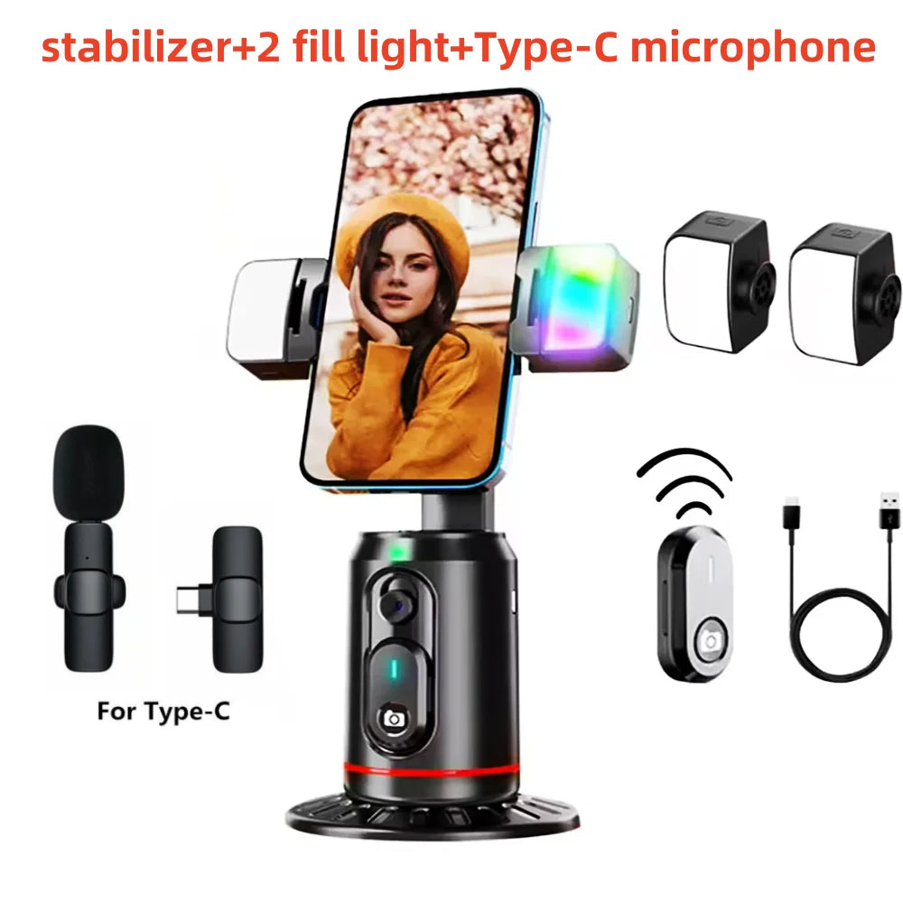 FANGTUOSI New Selfie Stick 360 Rotation Follow-up Gimbal Stabilizer Monopod Desktop Tracking Gimbal With Remote for Tiktok Live