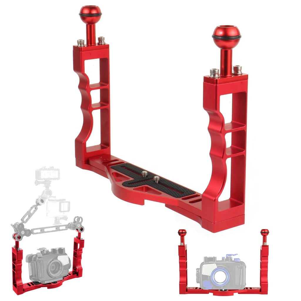 Diving Dual Handle Tray Stabilizer Bracket Rig Bracket Kit w Buoyancy Float Arm Underwater Fill Lights for GoPro 10 DSLR Cameras