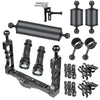 Diving Dual Handle Tray Stabilizer Bracket Rig Bracket Kit w Buoyancy Float Arm Underwater Fill Lights for GoPro 10 DSLR Cameras