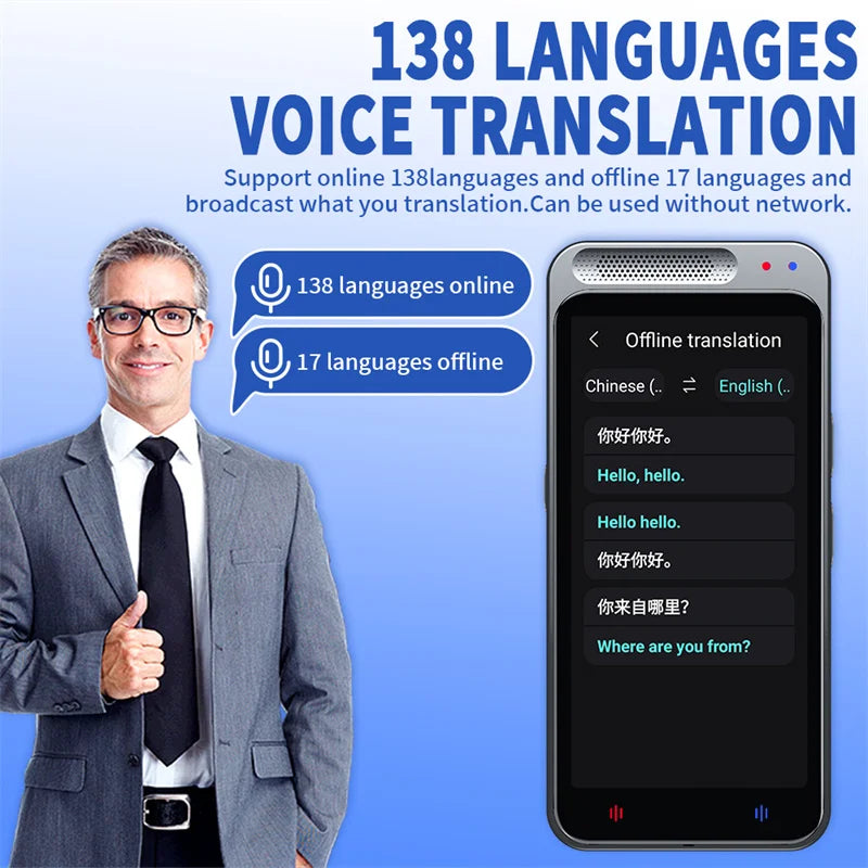 138 Languages Z6 Portable Smart Voice Translator Real-time Multi-Language Speech Interactive Offline Translator Business Travel